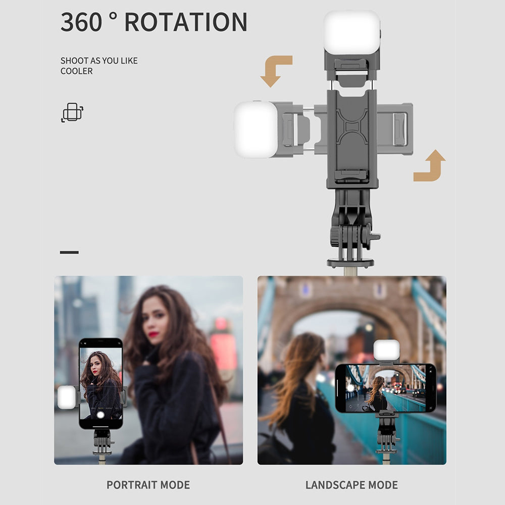 Selfie Stick Bluetooth Techsuit Q10s, Universal, Svart