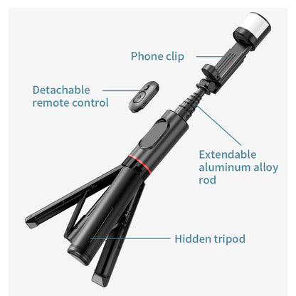 Selfie Stick Bluetooth Techsuit Q12S, Universal, Svart
