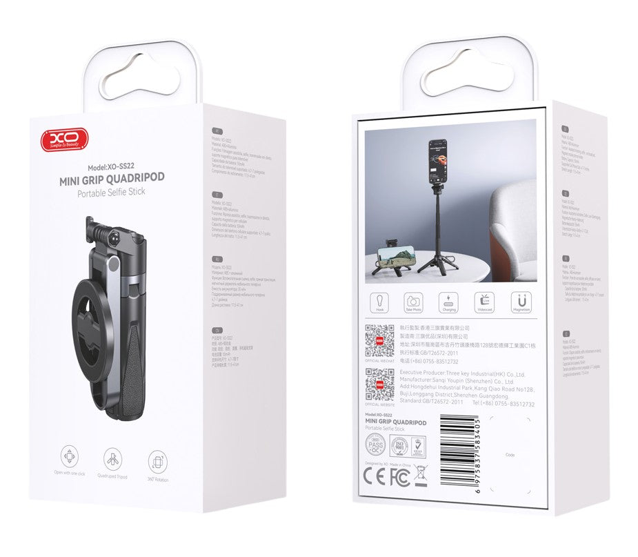 Selfie Stick Bluetooth XO Design SS22, Universal, Svart