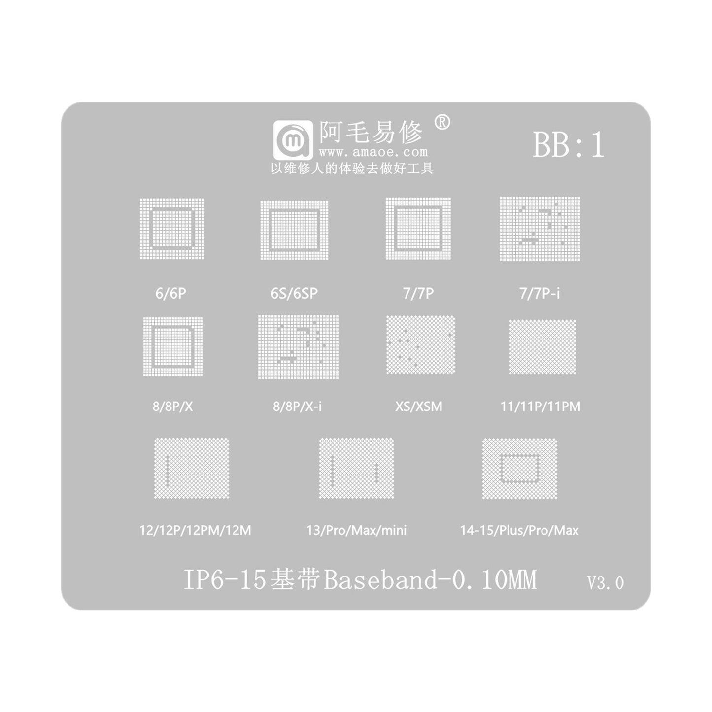 BGA-maske Amaoe for Apple iPhone 6 - 15-serien, CPU / Baseband / IC