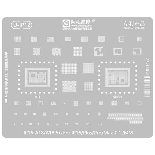 BGA-maske Amaoe U-IP12 for Apple iPhone 16-serien, CPU / Baseband / IC