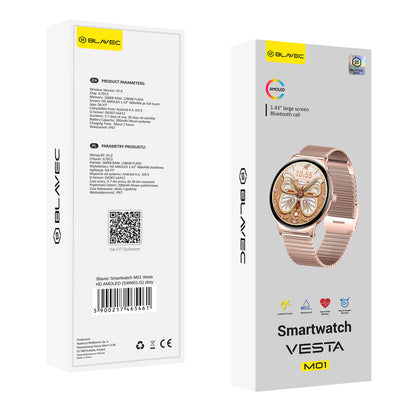 Smartklokke Blavec M01 Vesta Call, Rosa Gull