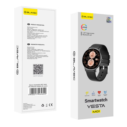 Smartklokke Blavec M01 Vesta Call, Svart