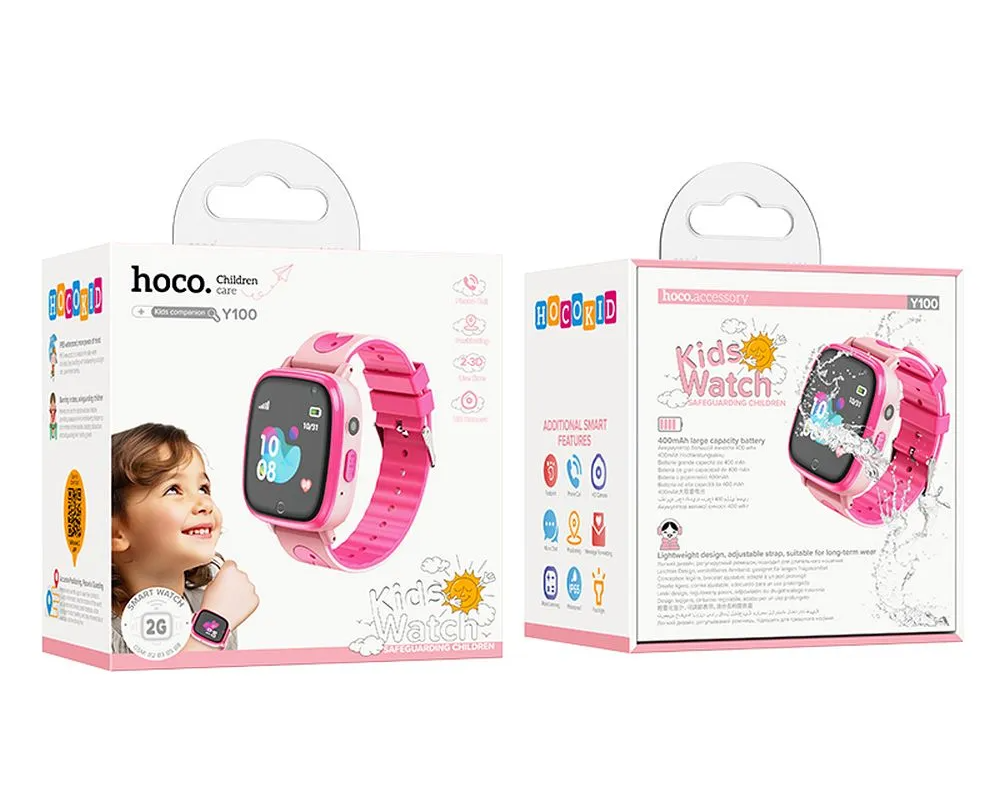 Smartwatch HOCO Y100 Kids Call, Rosa