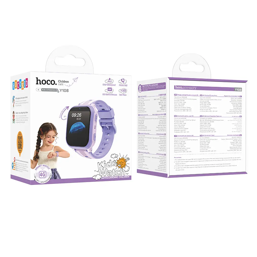 Smartklokke HOCO Y108 Kids Call, Lilla