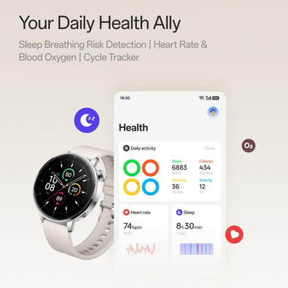 Smartwatch OnePlus Watch 3, 43mm, Sølv 5491100422