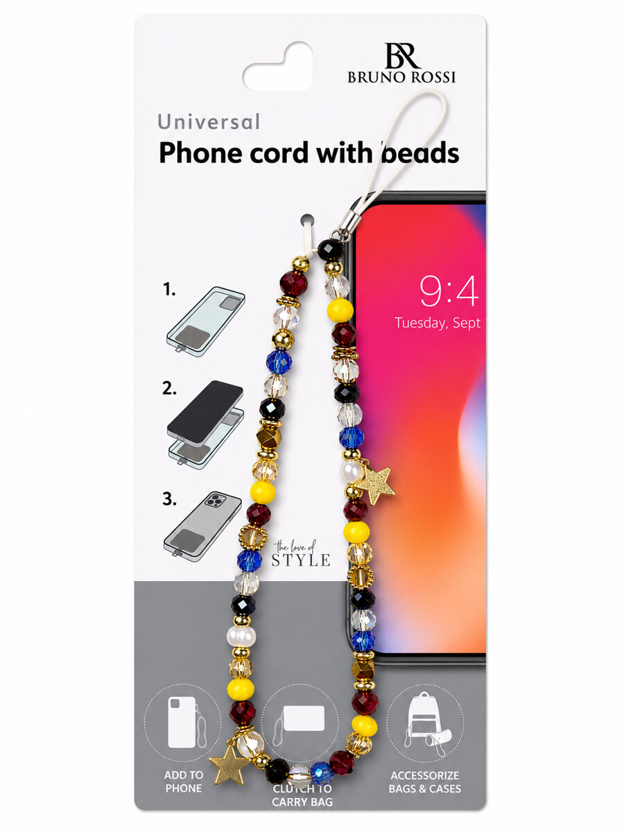 Telefonreim med perler Bruno Rossi BT-22, flerfarget