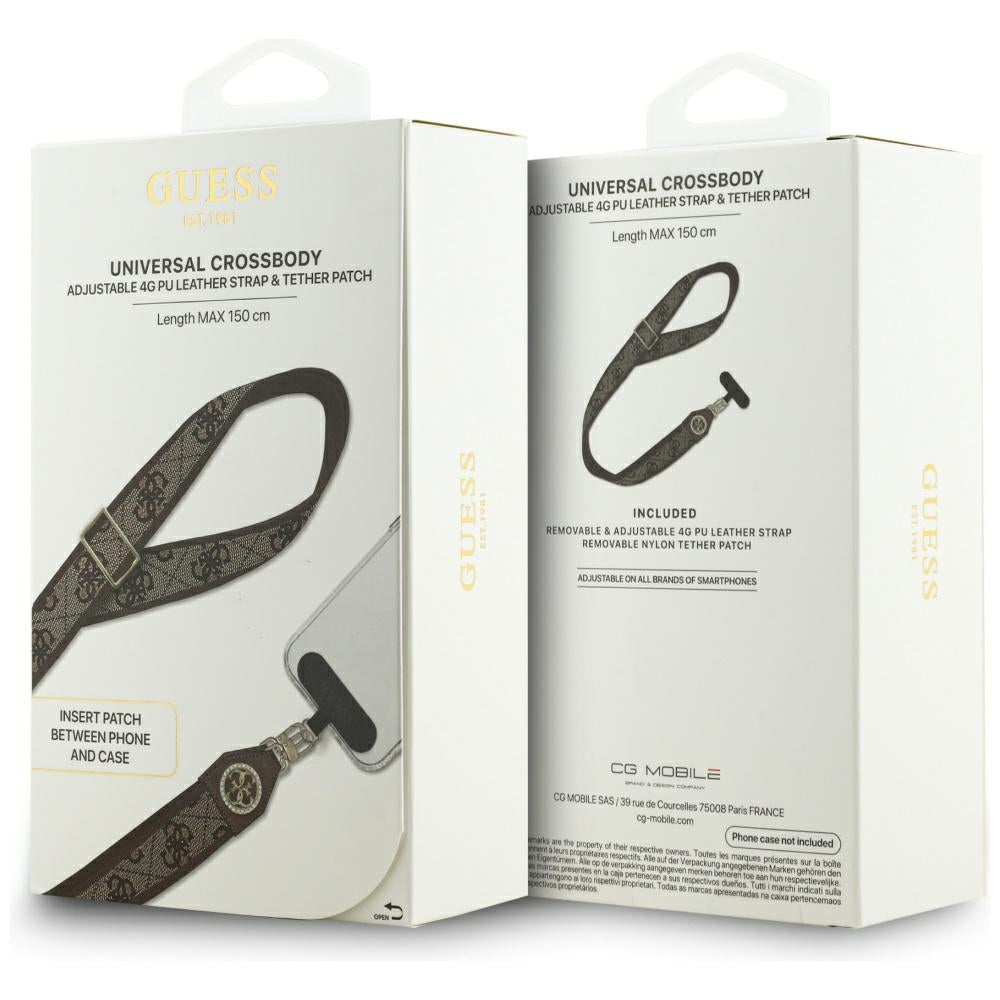 Telefonsnor Guess 4G Strass Metal Logo, Brun