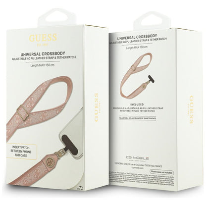 Guess 4G Strass Metal Logo Telefon Snor, Rosa