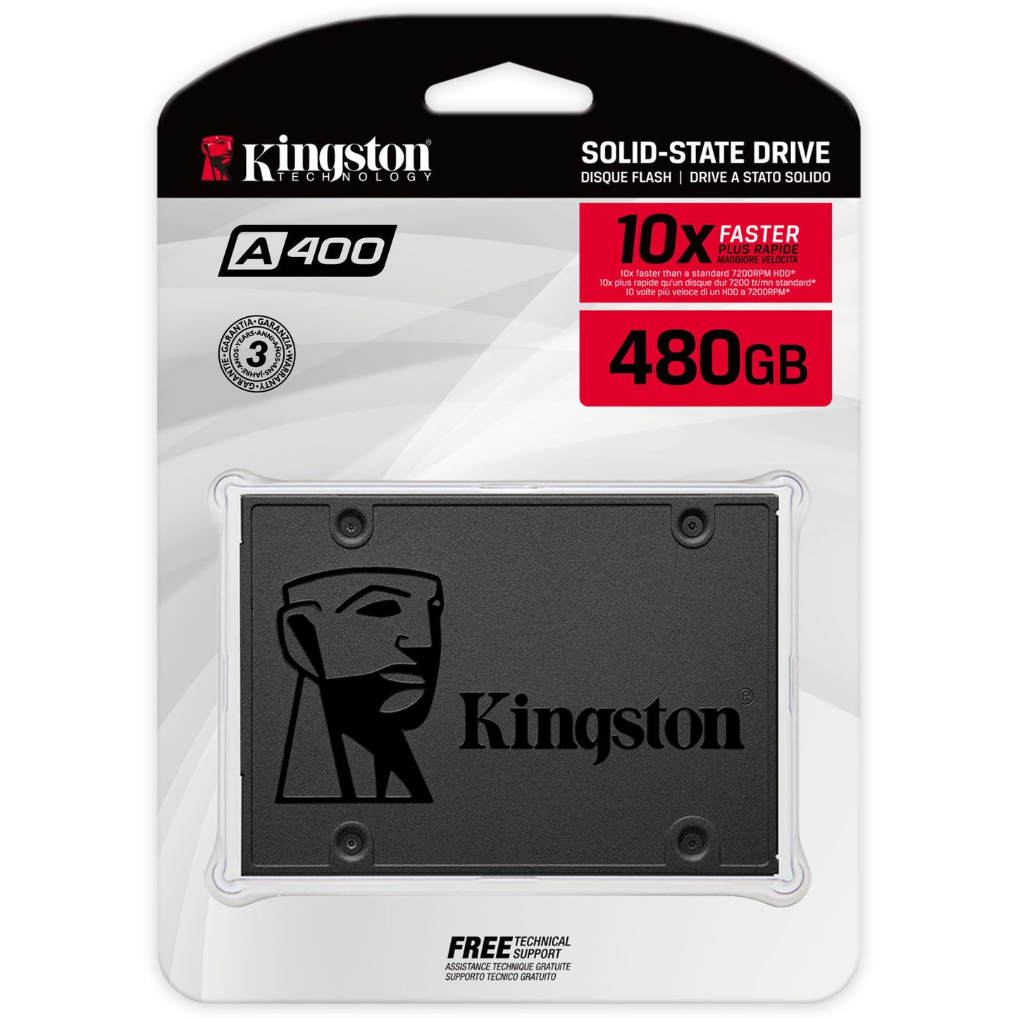 Solid State Drive (SSD) Kingston A400, 480GB, 2.5 tommer, SATA III SA400S37/480G