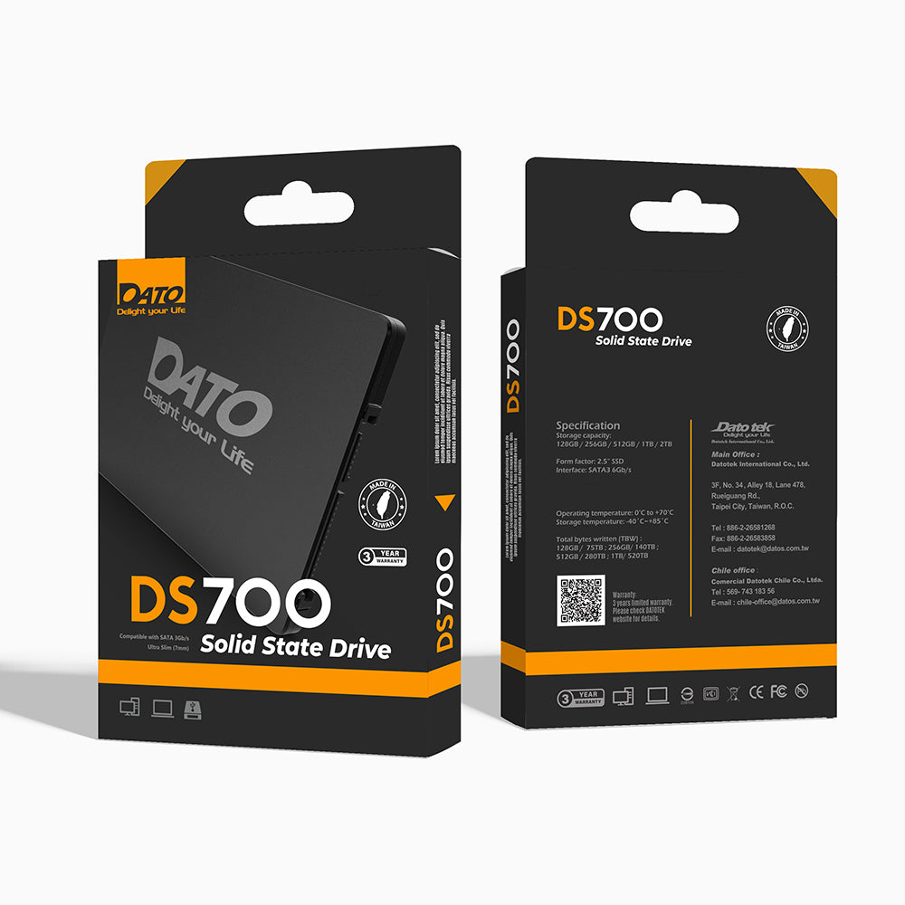 Solid State Drive (SSD) Dato, 2,5 tommer, 4TB, SATA III, Svart DS700SSD-4TB