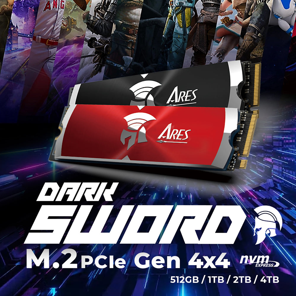 Solid State Drive (SSD) Dato Ares Dark Sword, NVME 1.4, PCIE Gen4x4, 2TB, Rød ARSDSR-2TB