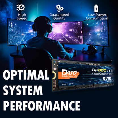 Solid State Drive (SSD) Dato DP800 Pro, NVME M.2 2280, PCIe, 4TB, Svart DP800PSSD-4TB
