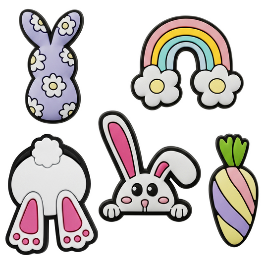 3D OEM Bunny-klistremerke for telefon-/nettbrettdeksel, sett med 5 stk, flerfarget