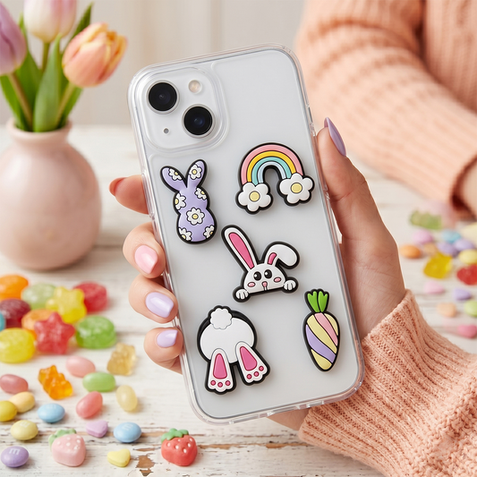 3D OEM Bunny-klistremerke for telefon-/nettbrettdeksel, sett med 5 stk, flerfarget