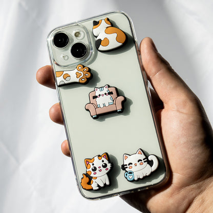 3D OEM Cat-klistremerke for telefon-/nettbrettdeksel, sett med 5 stk, flerfarget