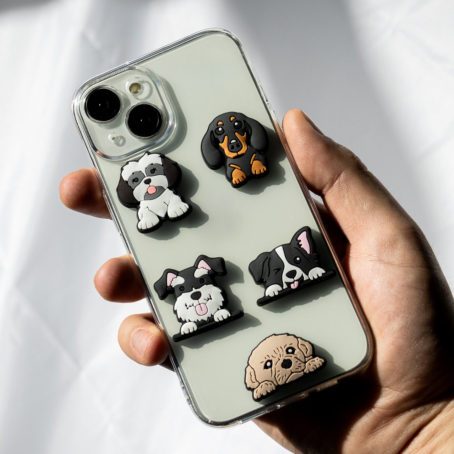 3D OEM Dog-klistremerke for telefon-/nettbrettdeksel, sett med 5 stk, flerfarget