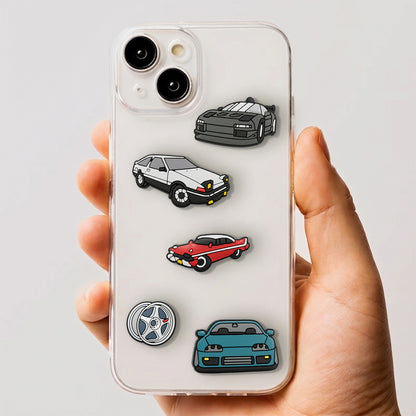 3D OEM Fast Cars-klistremerke for telefon-/nettbrettdeksel, sett med 5 stk, flerfarget