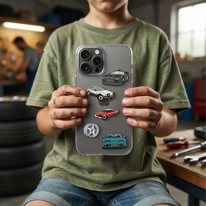 3D OEM Fast Cars-klistremerke for telefon-/nettbrettdeksel, sett med 5 stk, flerfarget