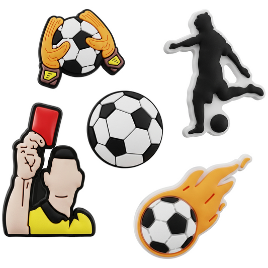 3D OEM Fotballklistremerke for Telefon-/Nettbrettdeksel, Sett med 5 stk, Flerfarget