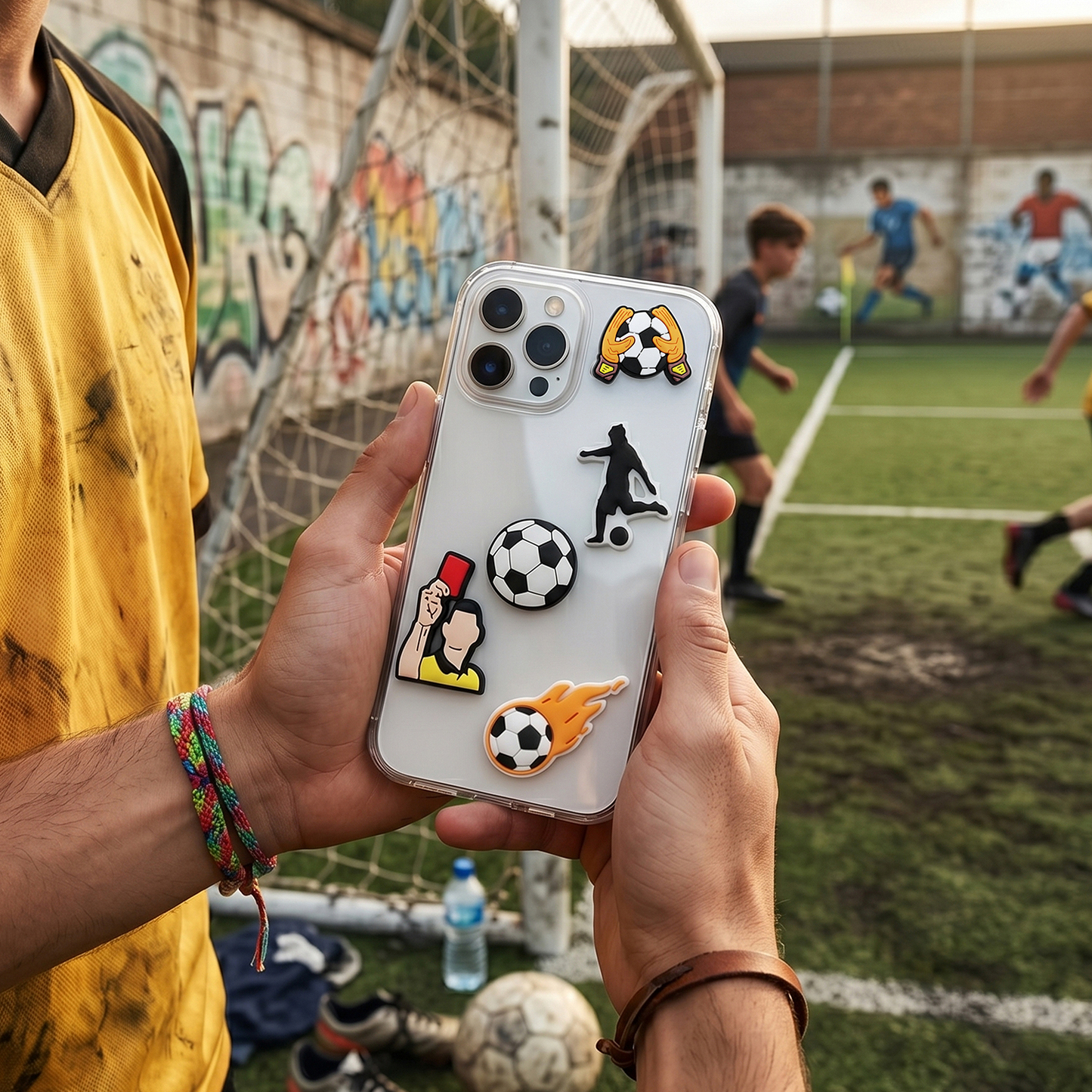 3D OEM Fotballklistremerke for Telefon-/Nettbrettdeksel, Sett med 5 stk, Flerfarget