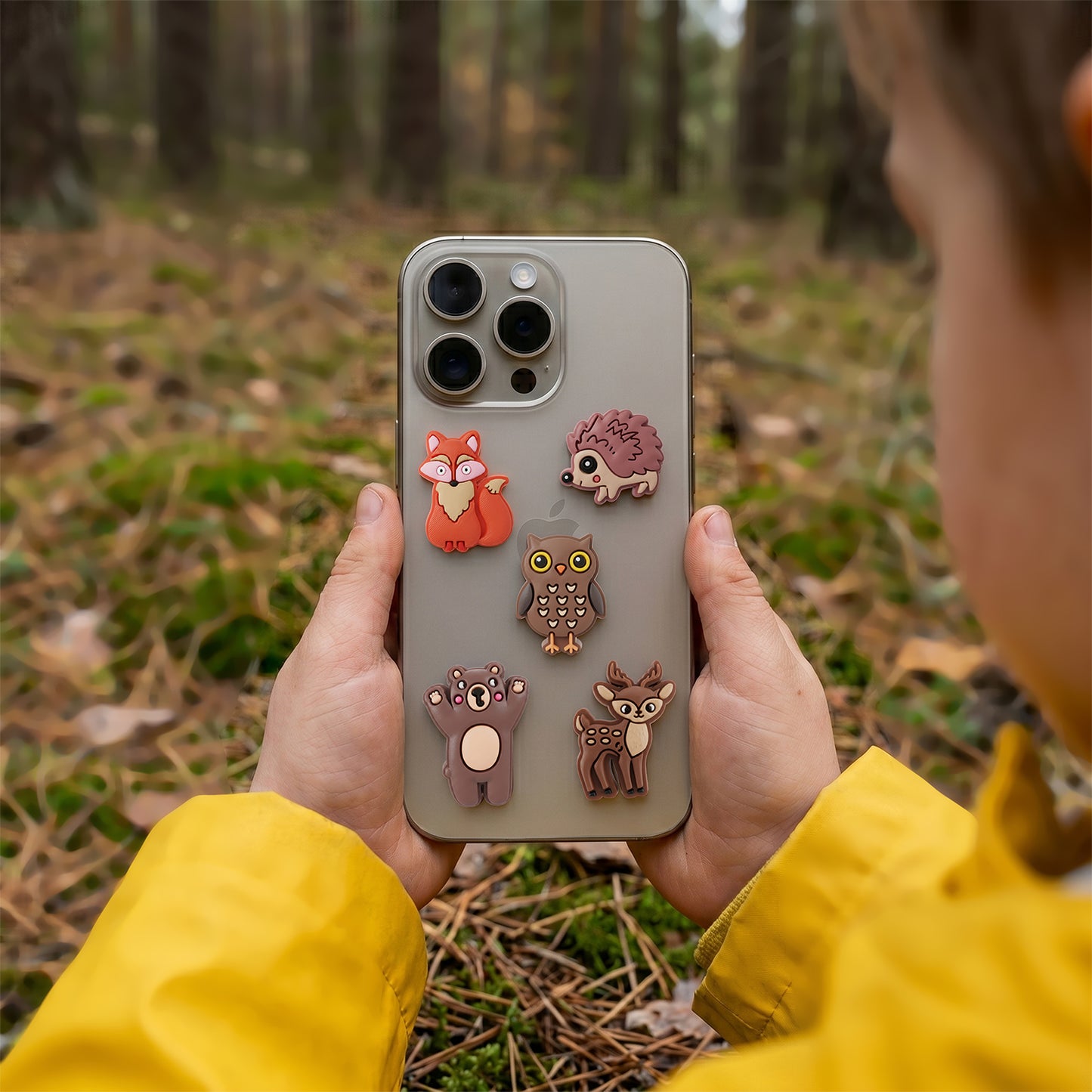 3D OEM Forest-klistremerke for telefon-/nettbrettdeksel, sett med 5 stk, flerfarget