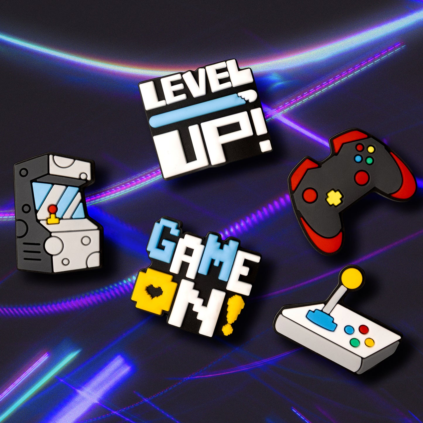 3D OEM GameOn-klistremerke for telefon-/nettbrettdeksel, sett med 5 stk, flerfarget
