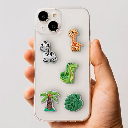 3D OEM Jungle-klistremerke for telefon-/nettbrettdeksel, sett med 5 stk, flerfarget