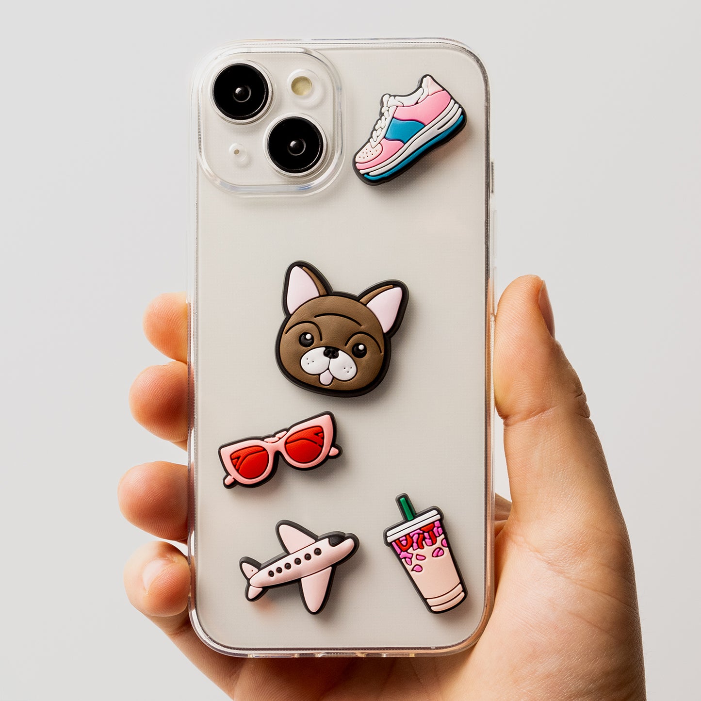3D OEM Lifestyle-klistremerke for telefon-/nettbrettdeksel, sett med 5 stk, rosa