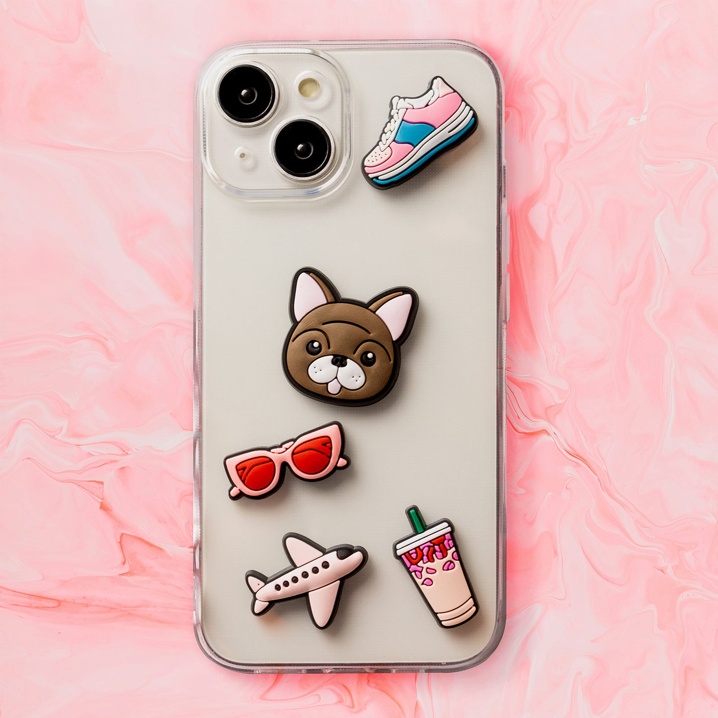 3D OEM Lifestyle-klistremerke for telefon-/nettbrettdeksel, sett med 5 stk, rosa