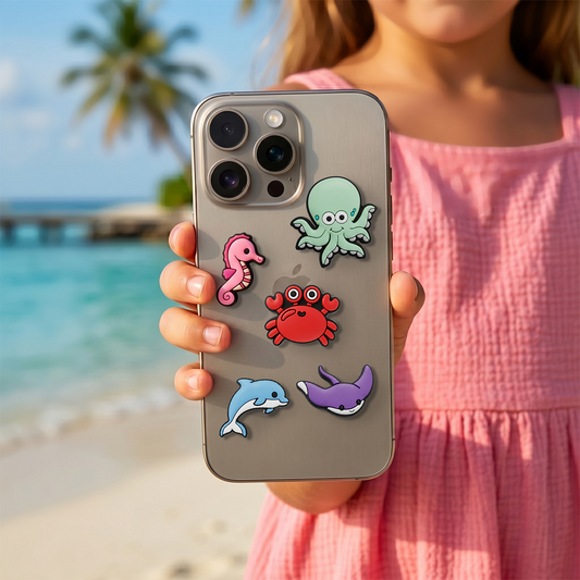3D OEM Ocean-klistremerke for telefon-/nettbrettdeksel, sett med 5 stk, flerfarget