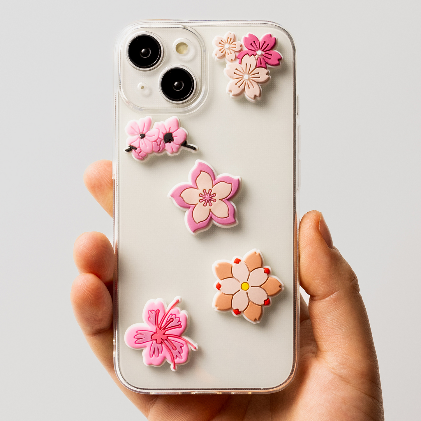 3D OEM Sticker Pink Blossom for Telefon-/Tablettdeksel, Sett med 5 stk, Flerfarget
