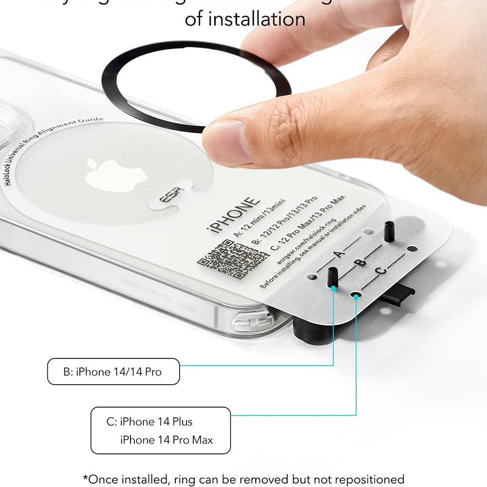 ESR HaloLock Metallisk Sticker, Sett med 2 stykker, Svart Sølv