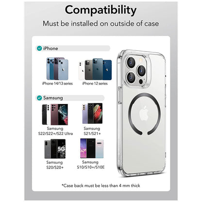 ESR HaloLock Metallisk Sticker, Sett med 2 stykker, Svart Sølv