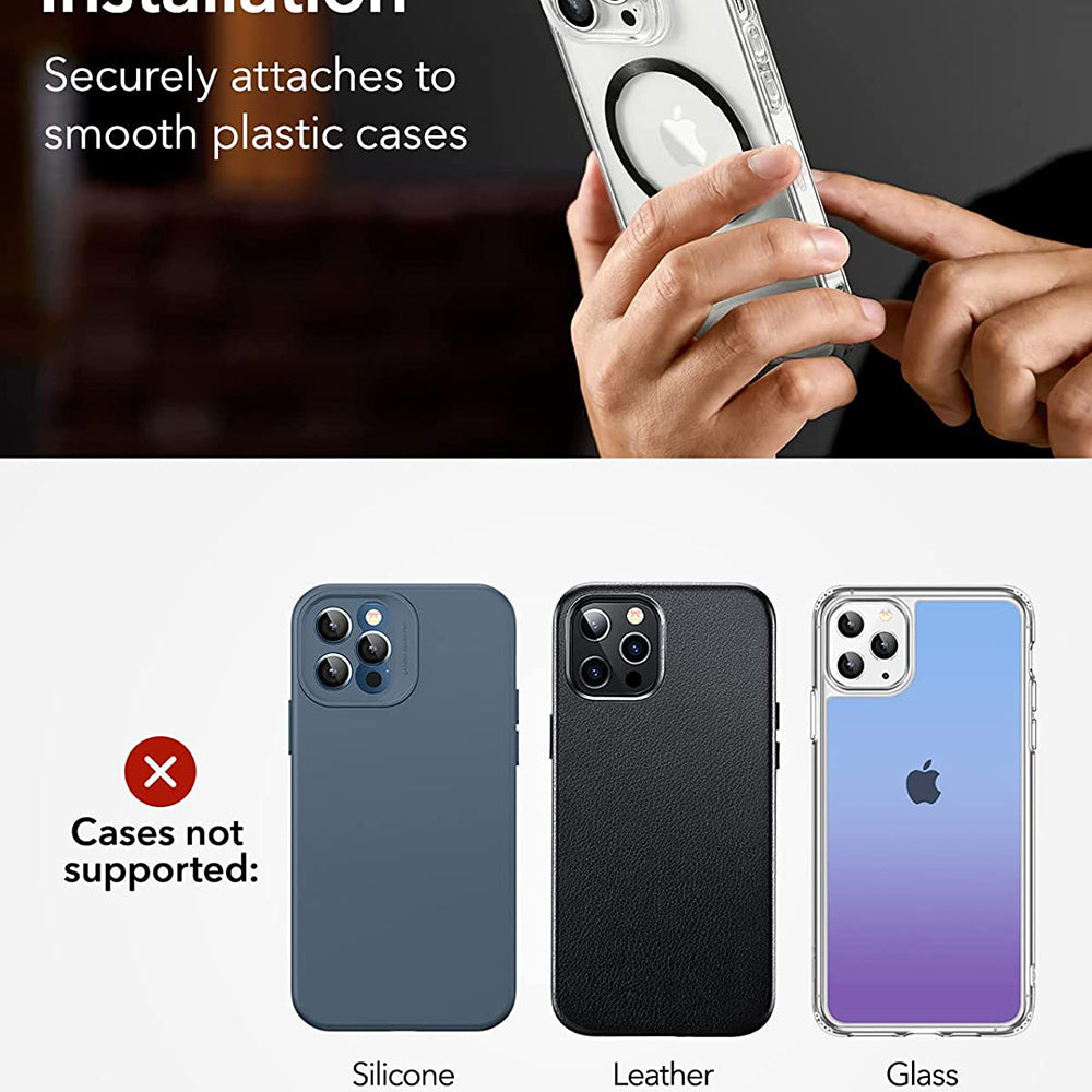 ESR HaloLock Metallisk Sticker, Sett med 2 stykker, Svart Sølv