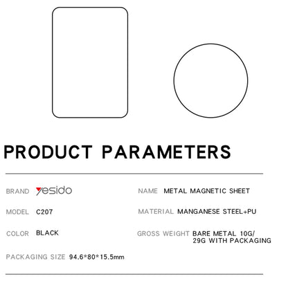 Sticker Metalic Yesido C207 2in1, Svart