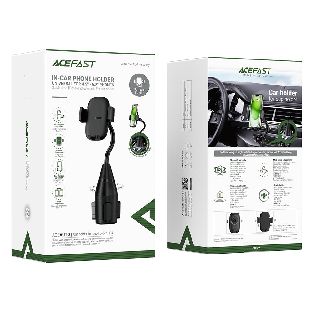 Bilholder Acefast D24, 4.5inch - 6.7inch, Svart