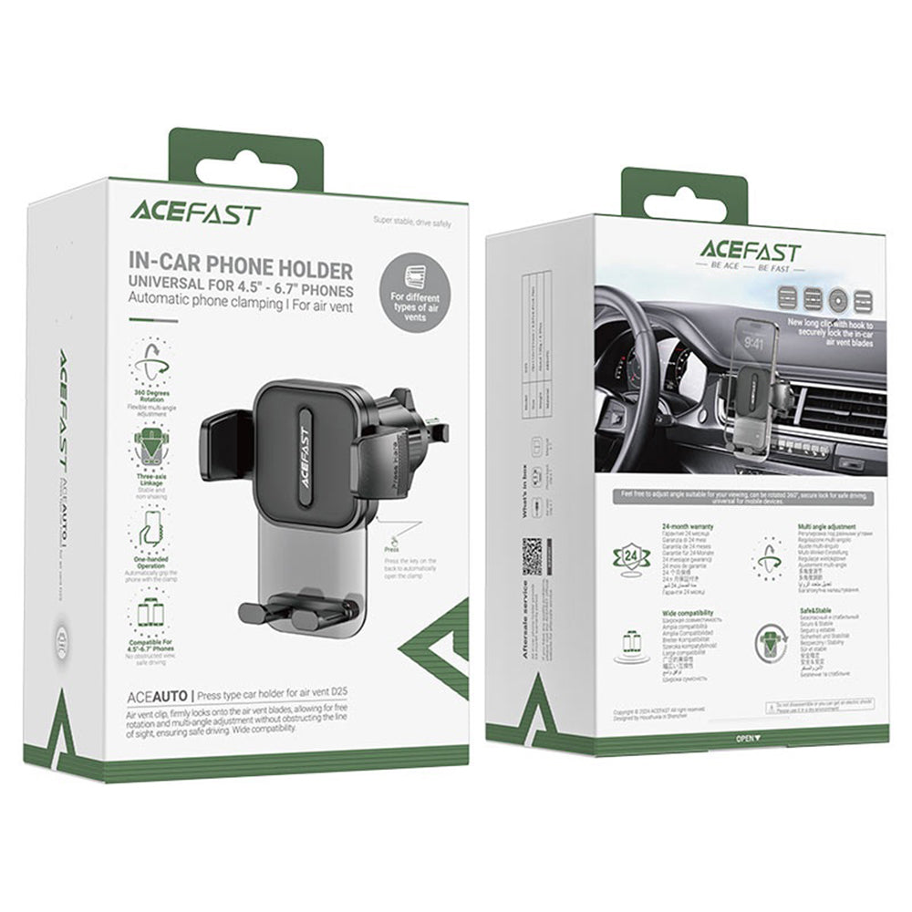 Bilholder Acefast D25, 4.5inch - 6.7inch, Svart