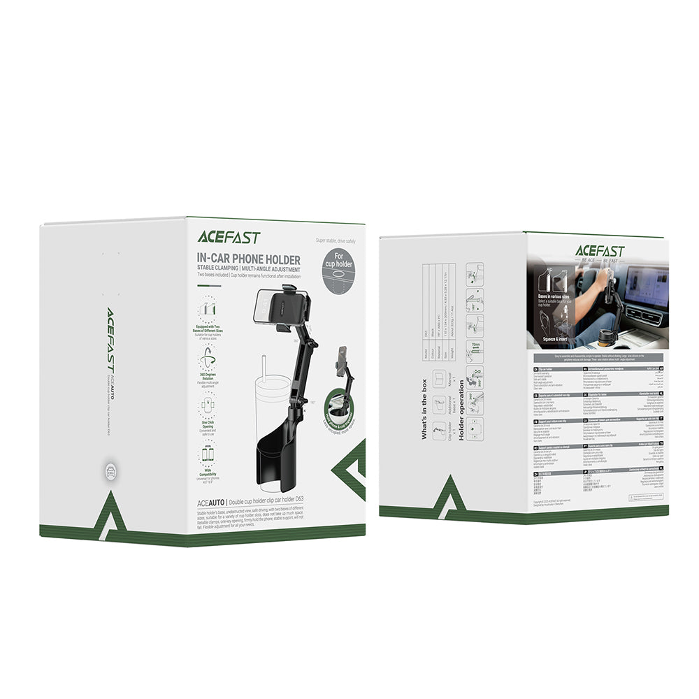 Bilholder Acefast D63, 4.7 tommer - 6.9 tommer, Svart