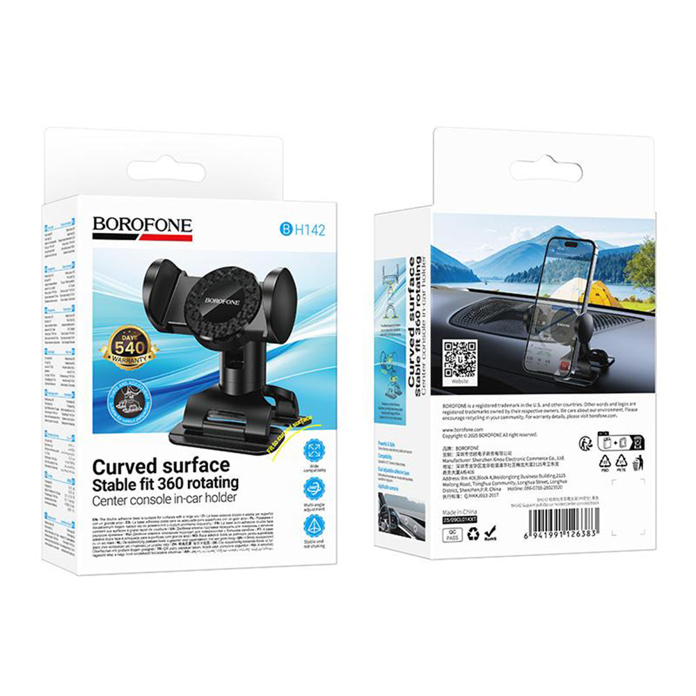 Bilholder Borofone BH142, 4,5 tommer - 7 tommer, Svart