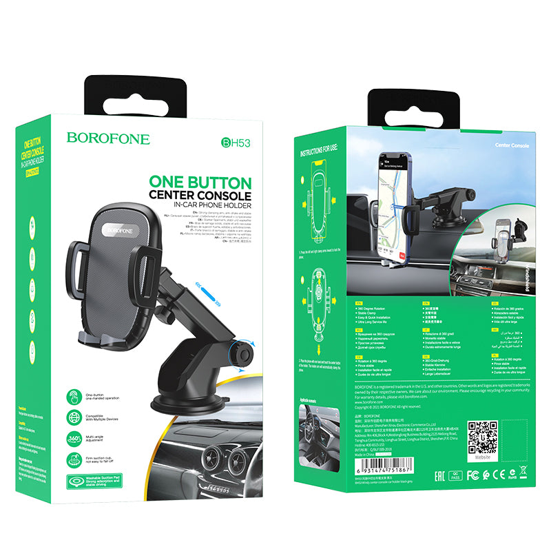 Bilholder Borofone BH53 Windy, 4.5 tommer - 6.7 tommer, Svart