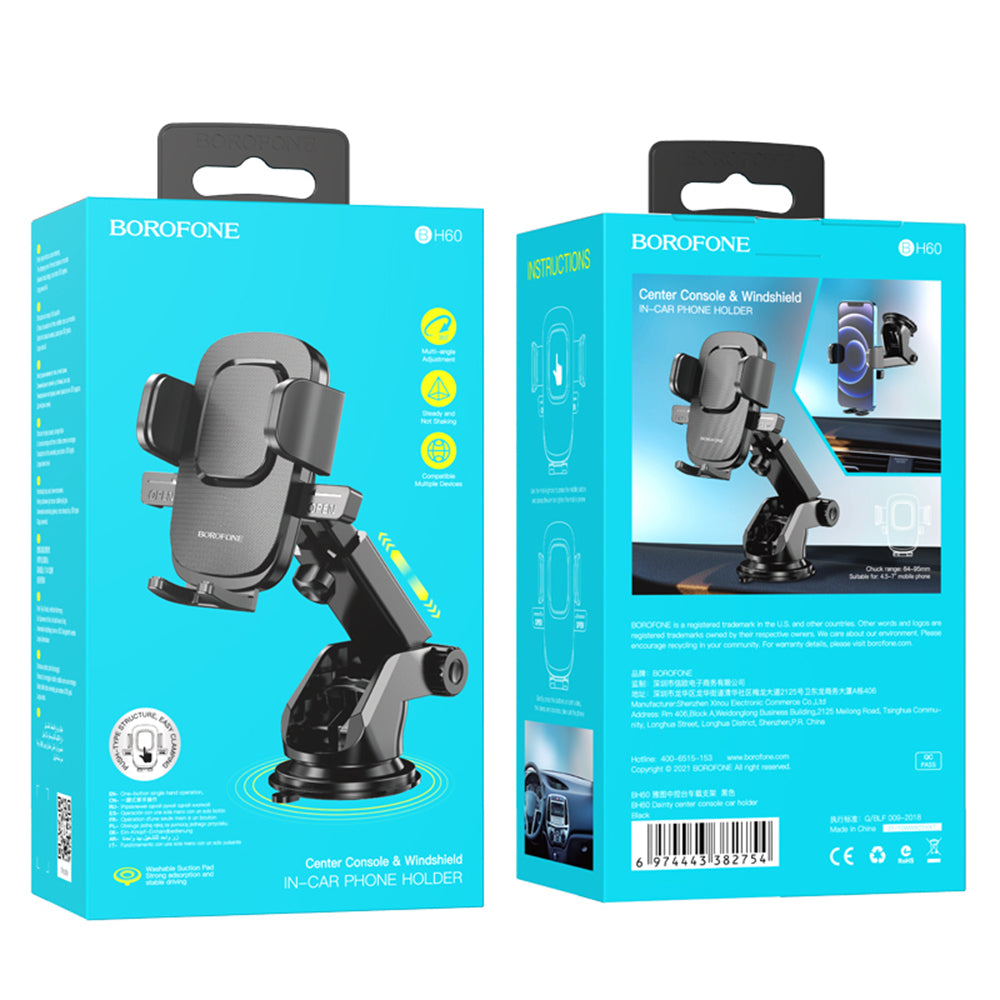 BH60 Dainty biltelefonholder, 4,5 tommer - 7 tommer, svart 