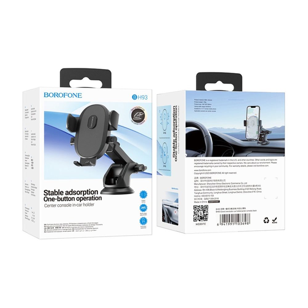 Bilholder Borofone BH93 Grand, 4.5 tommer - 7 tommer, Svart