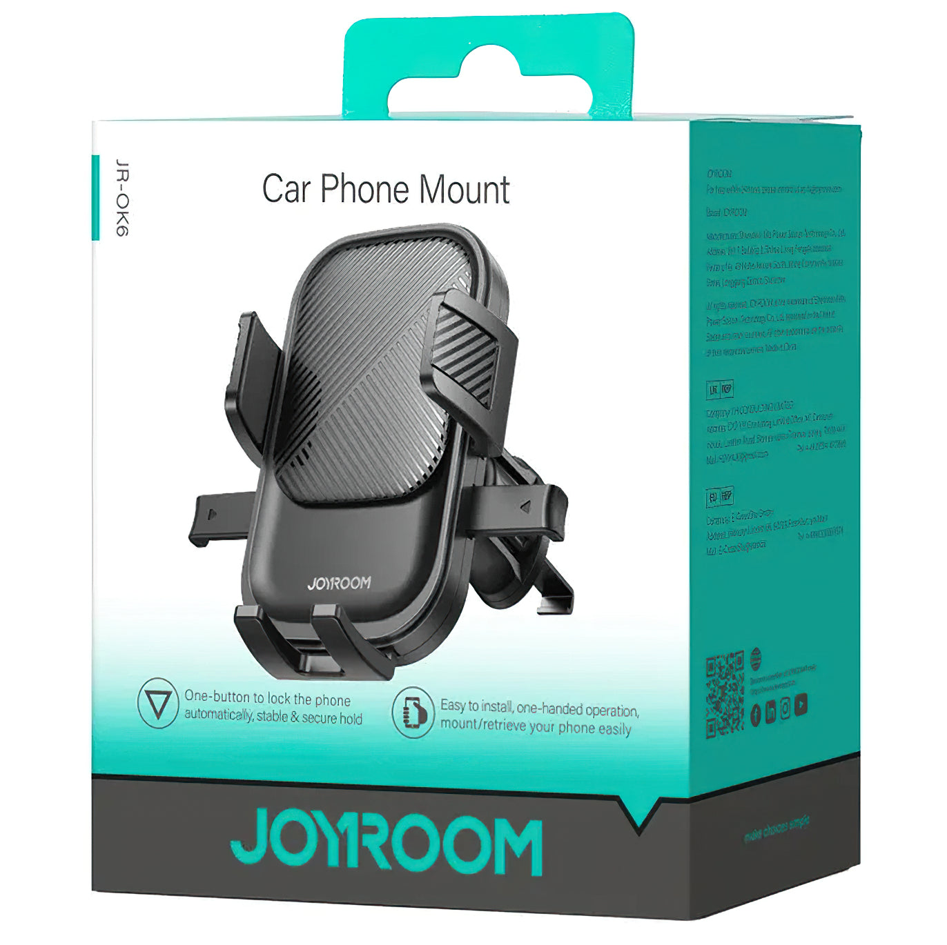 Bilholder Joyroom JR-OK6 Vent, 4.7 tommer - 6.8 tommer, Svart