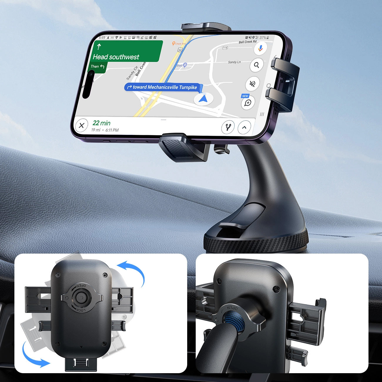 Bilholder Joyroom JR-OK6 Dash, 4.7 tommer - 6.8 tommer, Svart