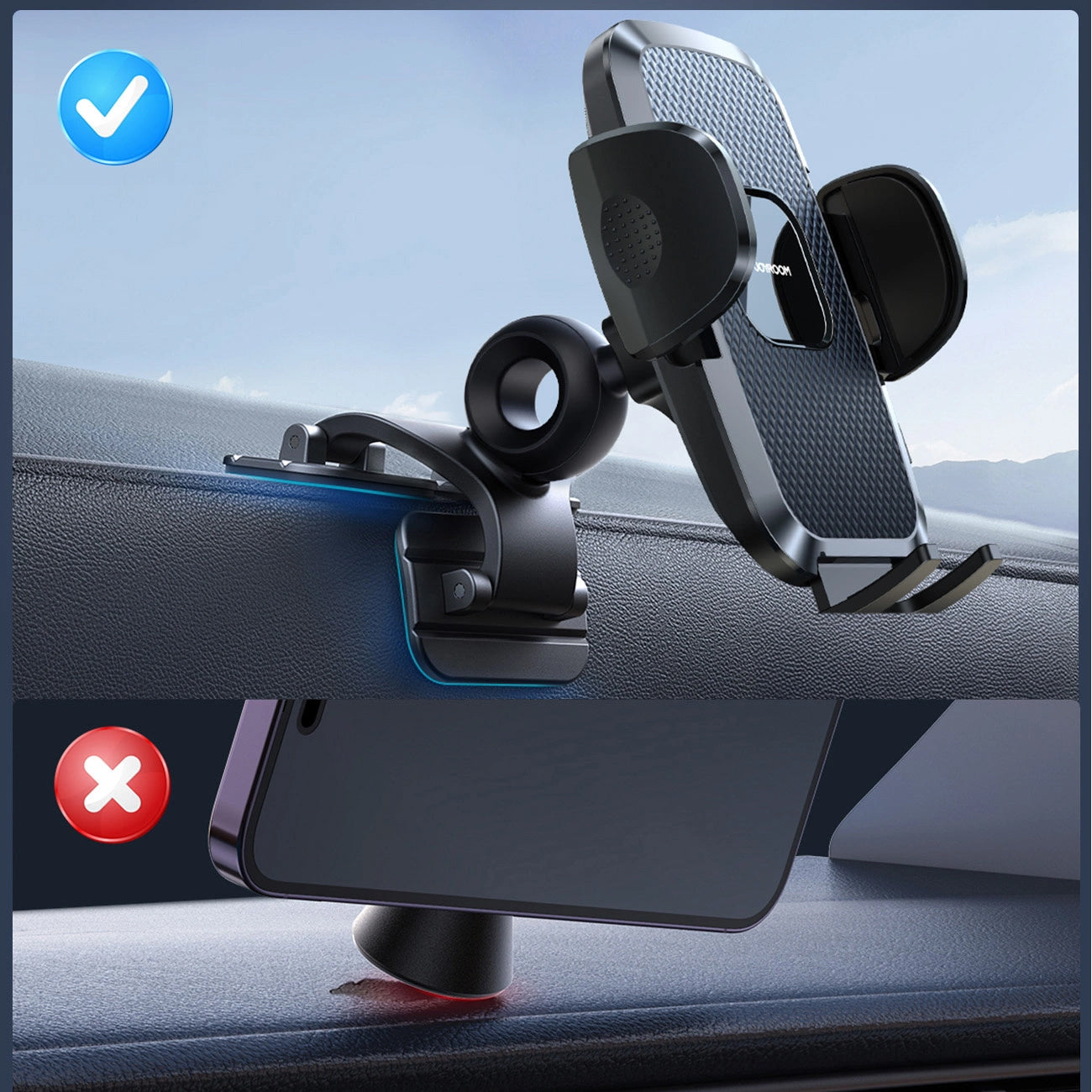 Bilholder Joyroom JR-ZS259-3 Dash, 4.7 tommer - 6.9 tommer, Svart