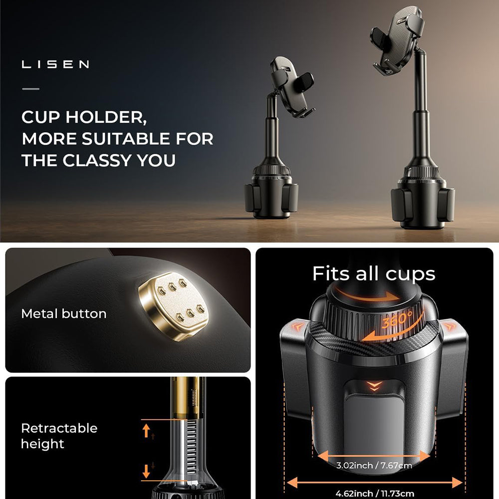 Lisen Bilholder, 4.7inch - 7.2inch, Svart YL0220100001