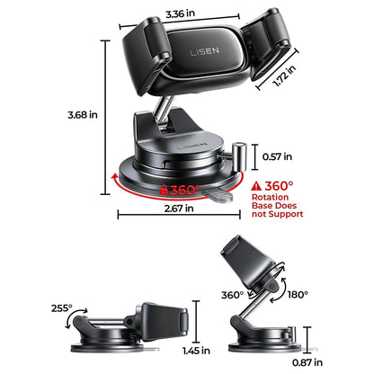 Lisen Bilholder A609, 4 tommer - 7 tommer, Svart YL0225120003
