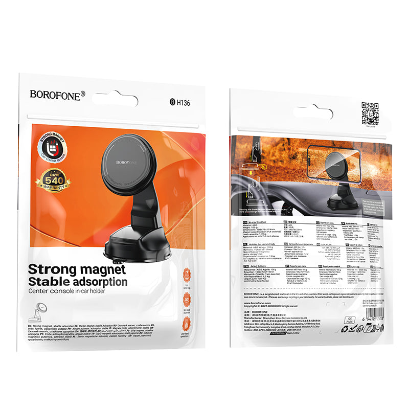 Magnetisk Bilholder Borofone BH136 Parker, 4,5 tommer - 7 tommer, Svart