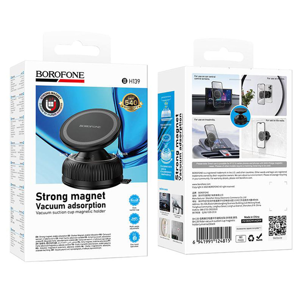 Borofone BH139 Rider Magnetisk Bilholder, 4,5 tommer - 7 tommer, Svart